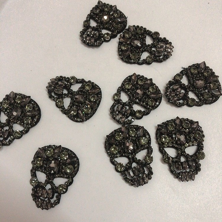 Exquisite carnival blue skull rhinestone patch decorations LT2354