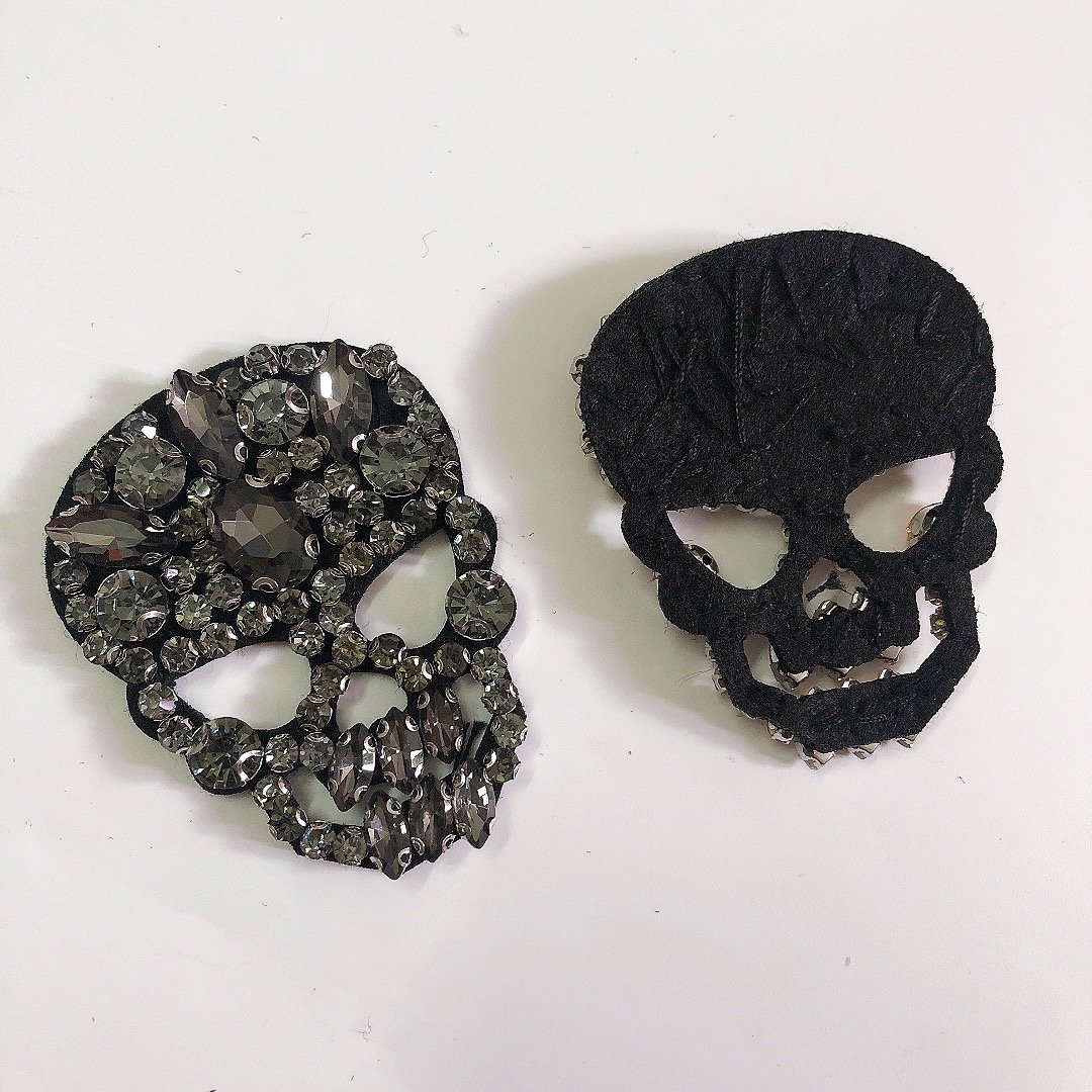 Exquisite carnival blue skull rhinestone patch decorations LT2354