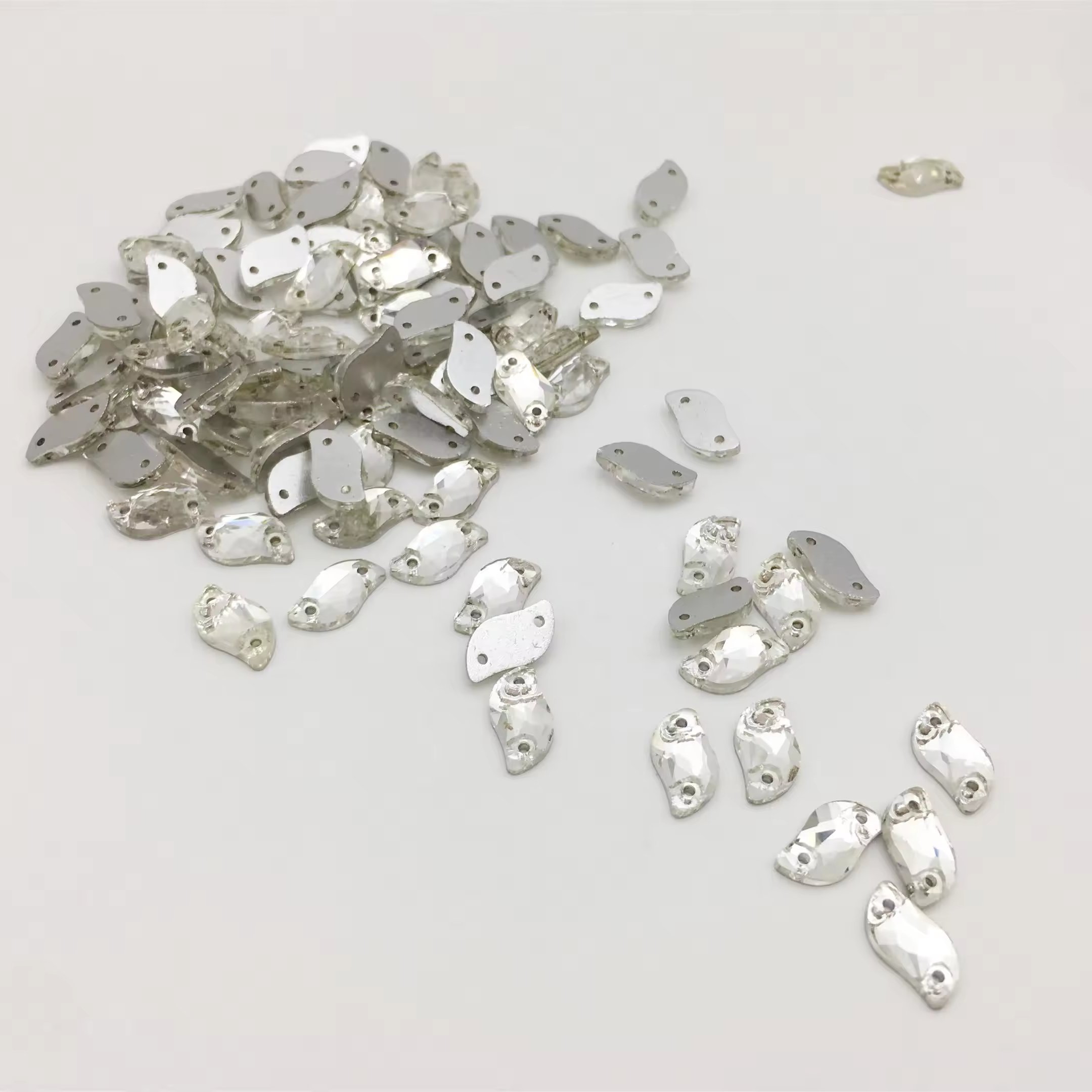 DIY flat back S-shaped glass diamond double hole sewing loose water diamond suitable for clothing, shoes, bags