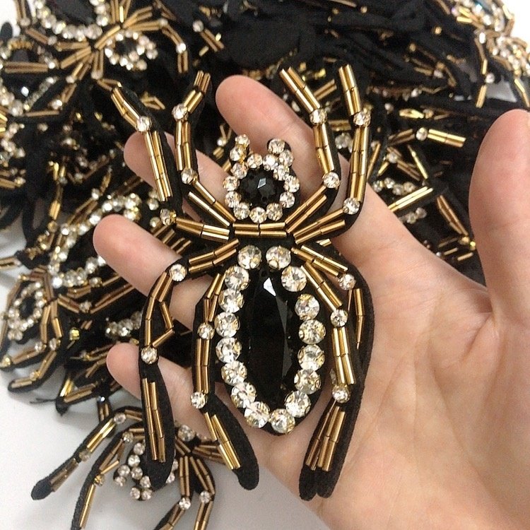 Exquisite embroidery beads rhinestone spider patches garment accessories LT9318