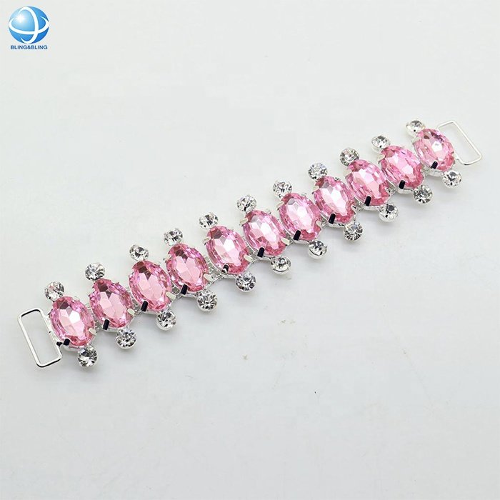 Fashion pink acrylic bikini connectors chain Rhinestone swimwear connector buckle