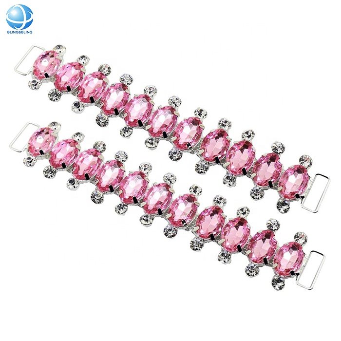 Fashion pink acrylic bikini connectors chain Rhinestone swimwear connector buckle