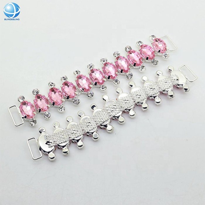 Fashion pink acrylic bikini connectors chain Rhinestone swimwear connector buckle