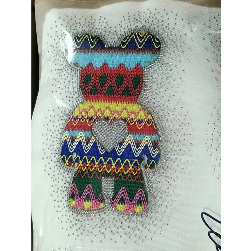 Custom Premium Quality Cartoon Bear Iron On Rhinestone Motif hot fix Rhinestone Sticker For Kids Garment