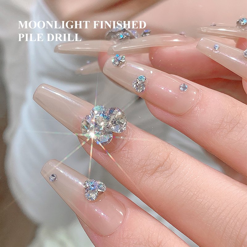Finished Pile Diamond Press On Nail Jewelry High Shine AB Crystal Point Back K9 Nail Rhinestone Charms Jewelry For Salon