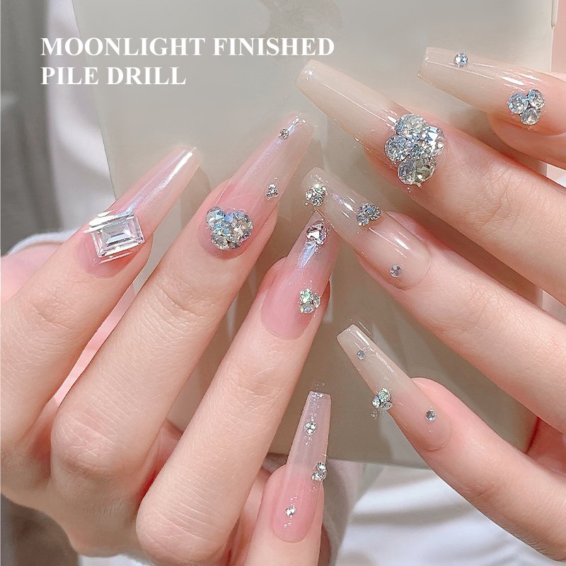Finished Pile Diamond Press On Nail Jewelry High Shine AB Crystal Point Back K9 Nail Rhinestone Charms Jewelry For Salon