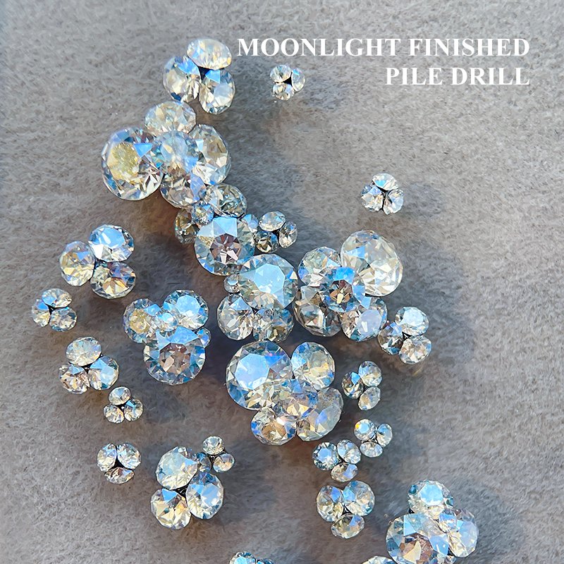 Finished Pile Diamond Press On Nail Jewelry High Shine AB Crystal Point Back K9 Nail Rhinestone Charms Jewelry For Salon