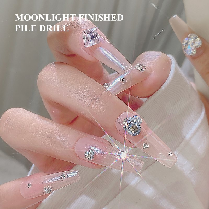 Finished Pile Diamond Press On Nail Jewelry High Shine AB Crystal Point Back K9 Nail Rhinestone Charms Jewelry For Salon