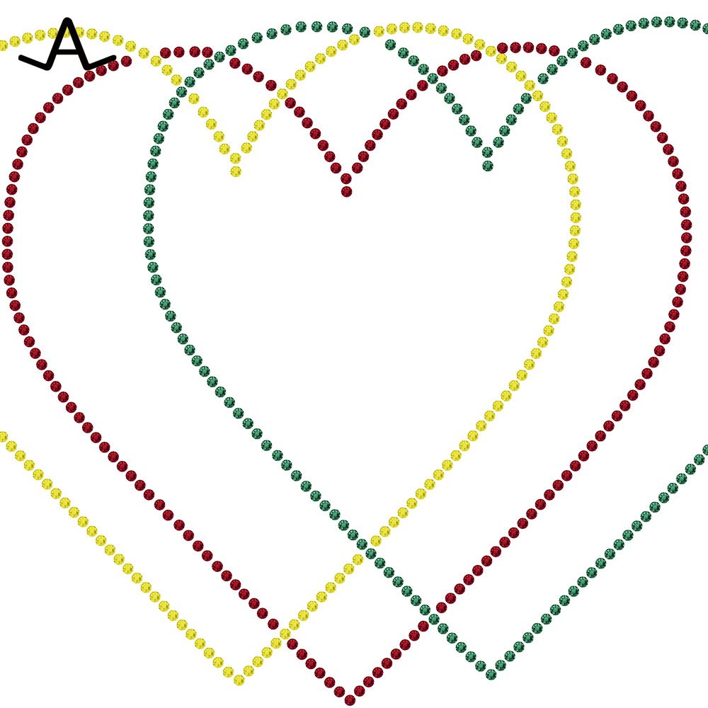 custom rhinestone crystal hotfix transfer three heart for shoes garment hats