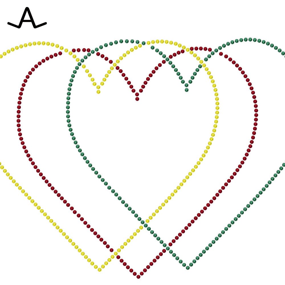 custom rhinestone crystal hotfix transfer three heart for shoes garment hats