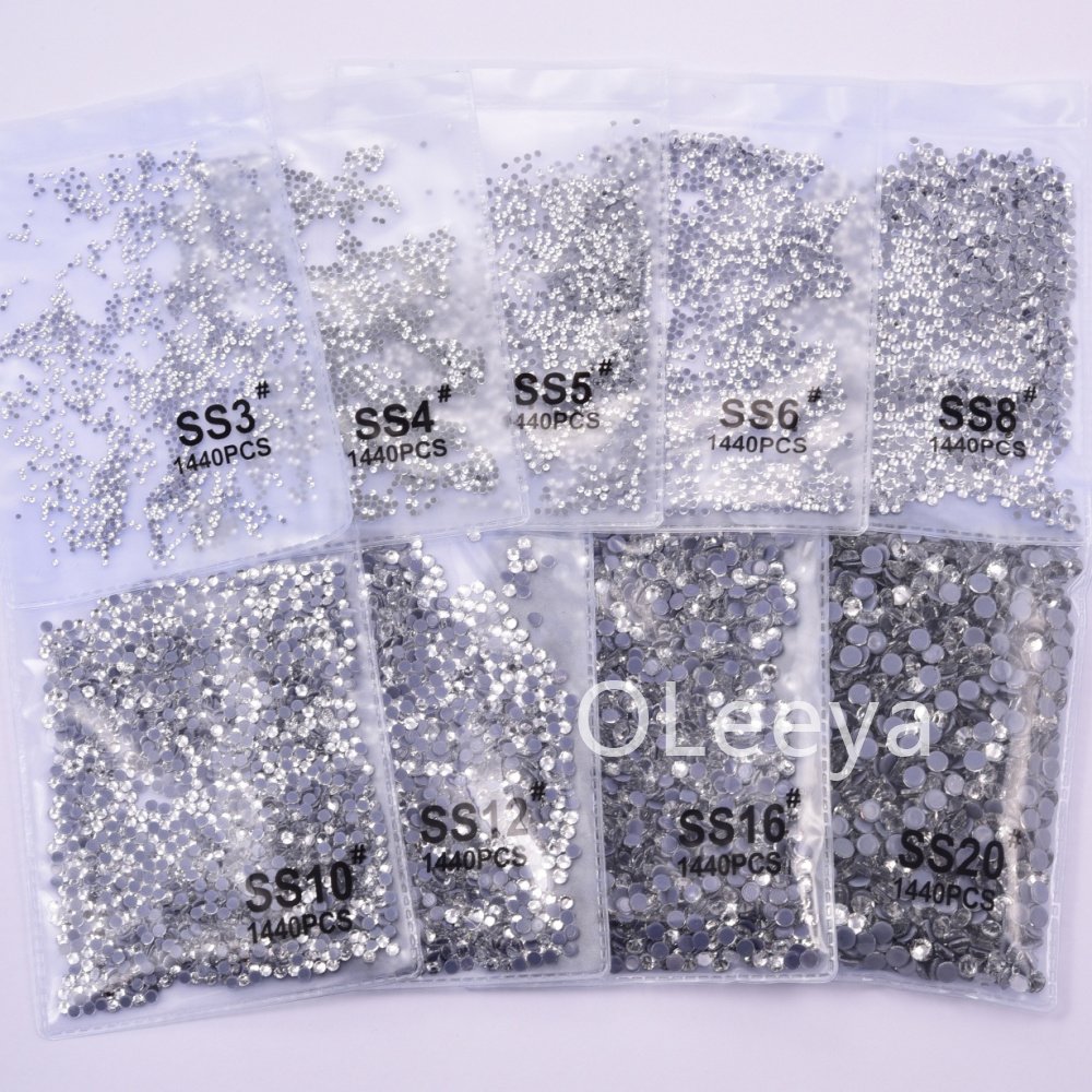 Oleeya Glass Same Cut Strong Glue on Hot Fix Rhinestones Crystal Strass Hot Transfer Heat Rhinestone for Decal film Bows Clothes
