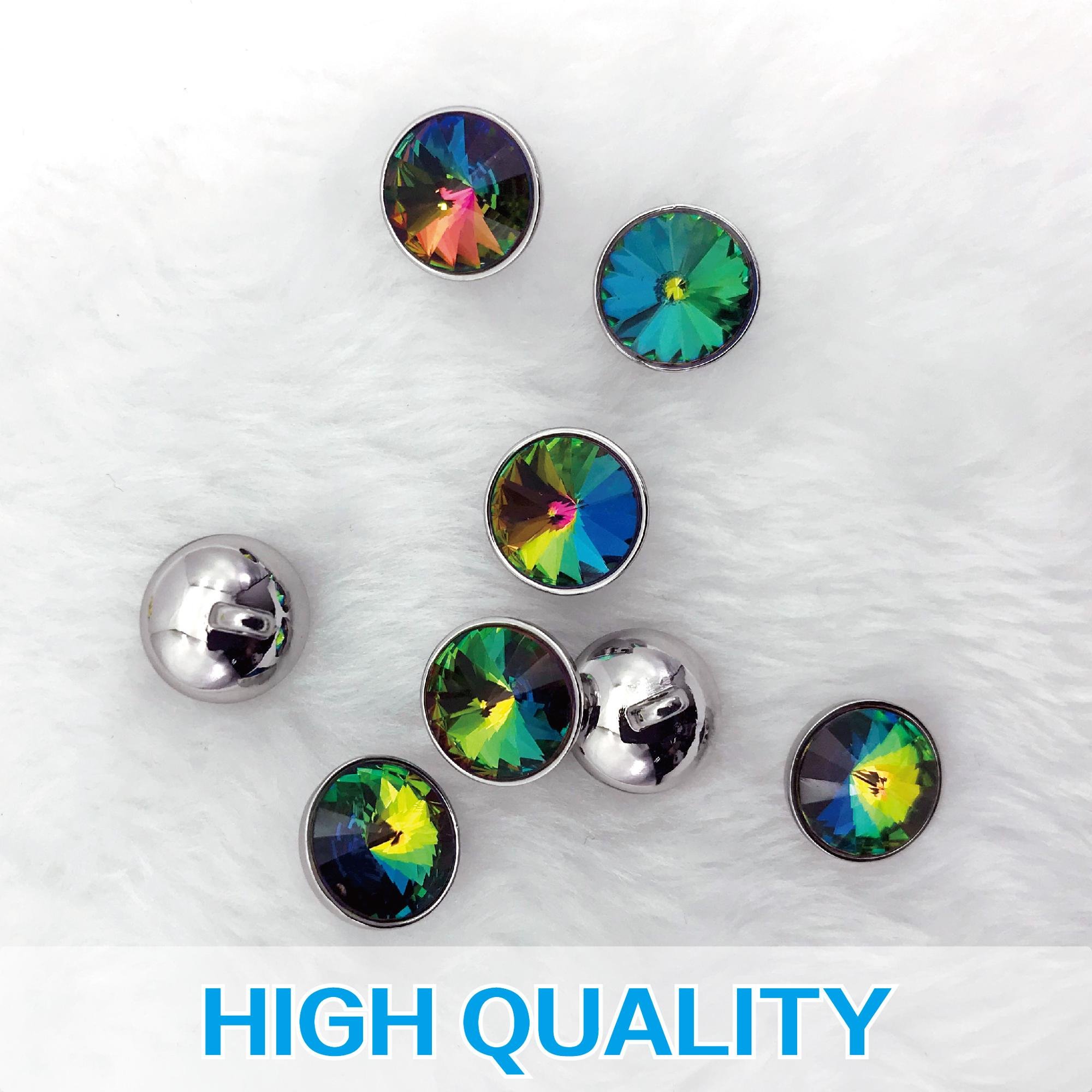 13.3mm diamond sharp shape rhinestone buttons with metal setting