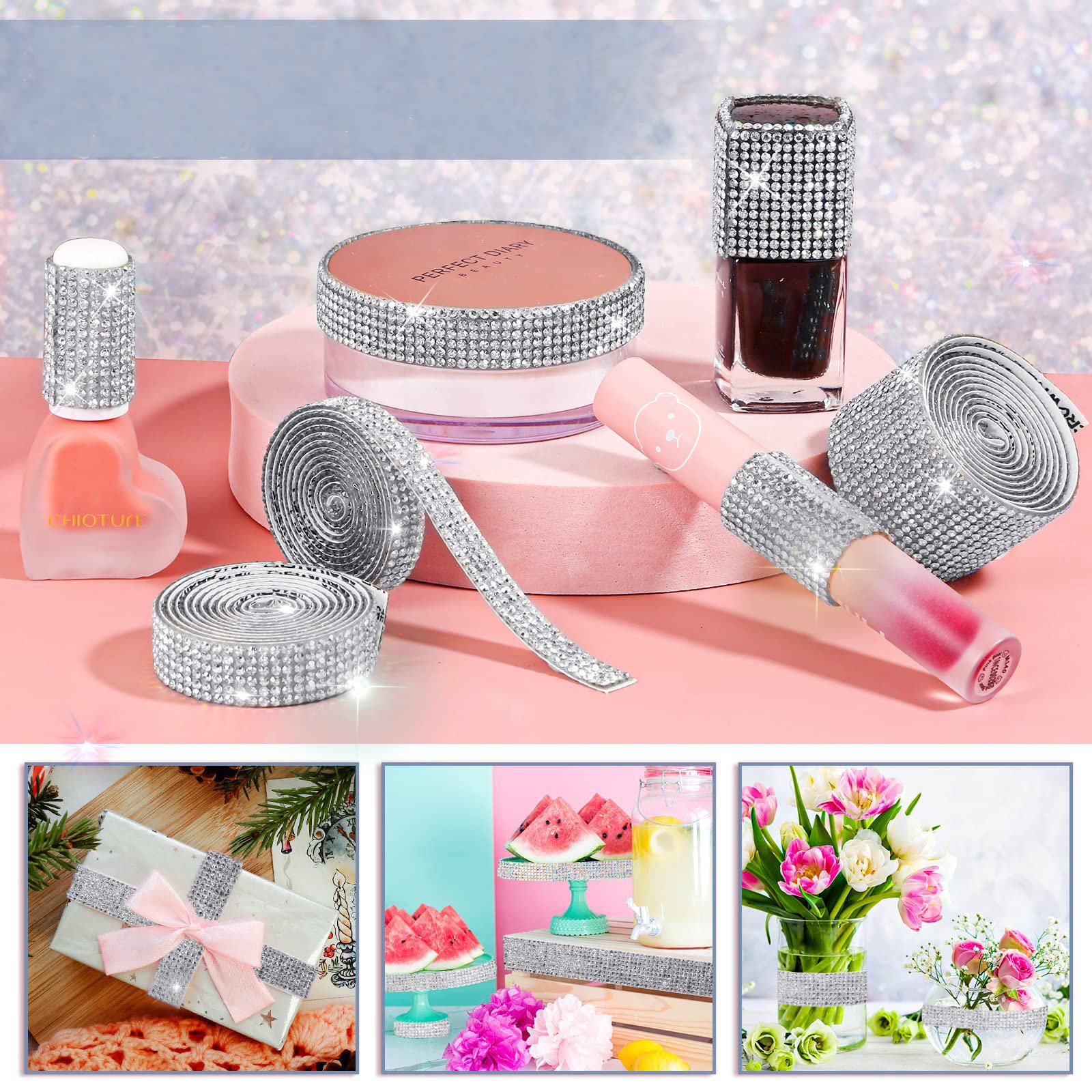 Yantuo Wholesale Self Adhesive Rhinestone Sticker Crystal Diamond Mesh Ribbon Tape Strass Trim Banding Diy Cars Decoration Craft