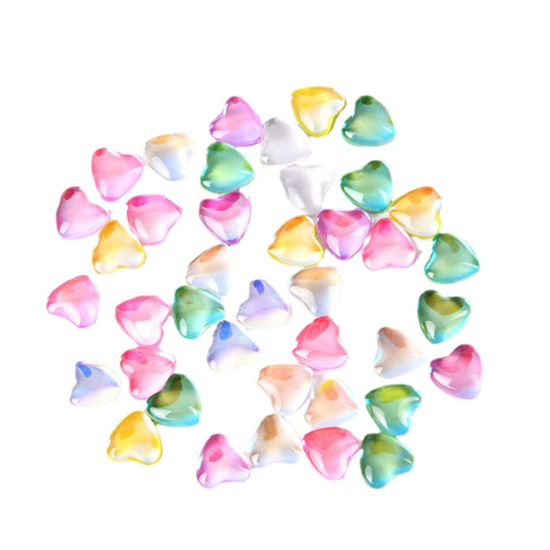 CNYNAIL Love Candy Nail Rhinestones Aurora Heart Flat Bottom Magic Crystal Heart Nail Beauty Supplies Decorations 6MM