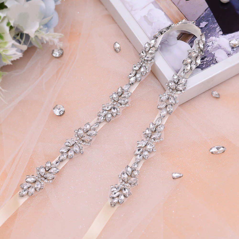 Mixed Styles Rhinestone Bridal Sash Belt Dress Accessories Silver Diamond Bridesmaid Belts For Party