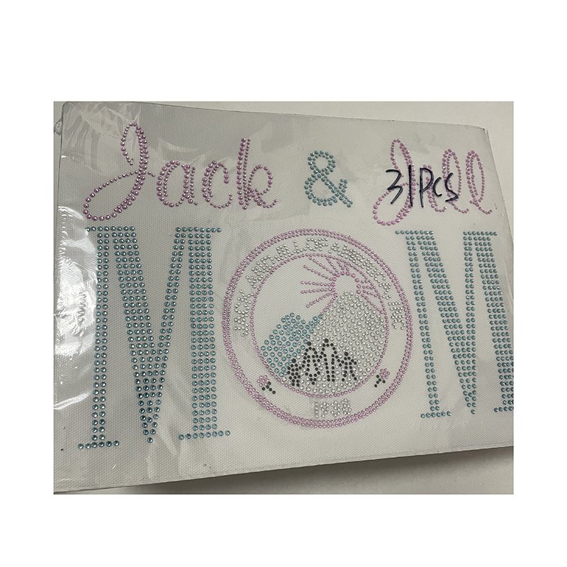 Custom Hotfix Stones Bling Jack And Jill Rhinestone Transfer Art designs for t shirt