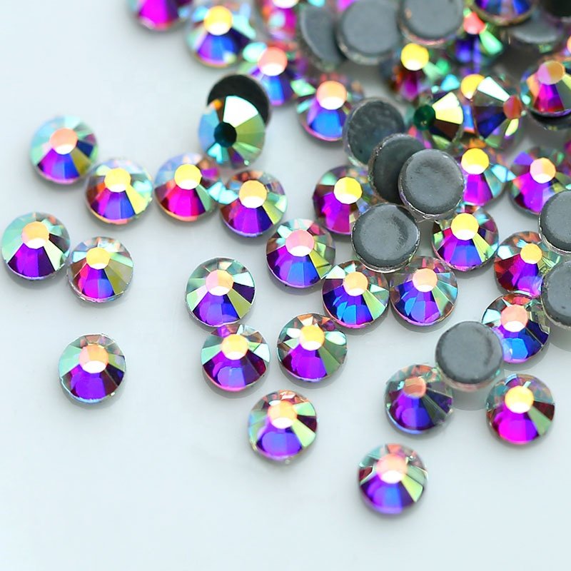 Wholesale Crystal Flat Back Chaton rose Diamond Glass Non hot fix Hot Fix Crystal Motif Rhinestone Trimming