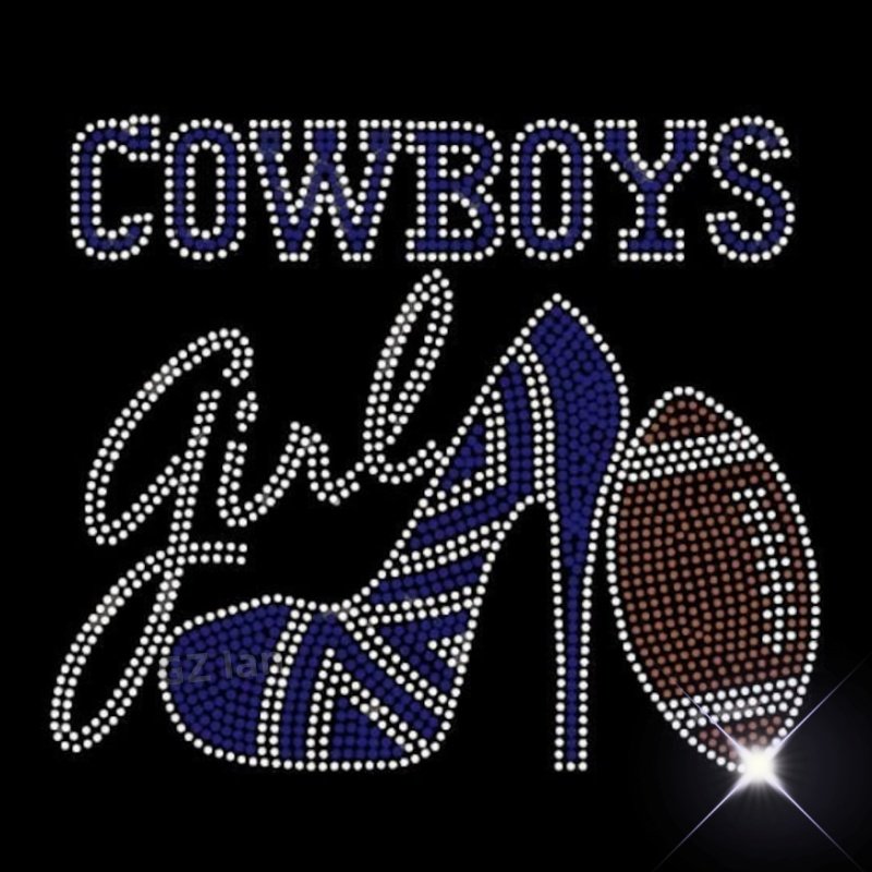 Custom Rhinestone Transfers Hotfix Sport Team NFL Cowboys Football Motif Crystal Rhinestone Iron On Transfer