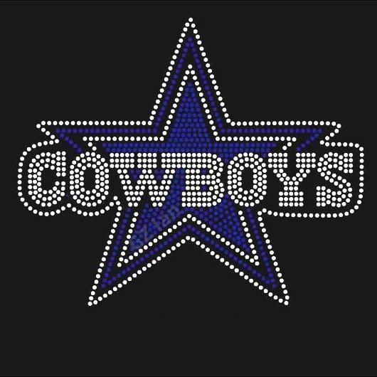 Custom Rhinestone Transfers Hotfix Sport Team NFL Cowboys Football Motif Crystal Rhinestone Iron On Transfer