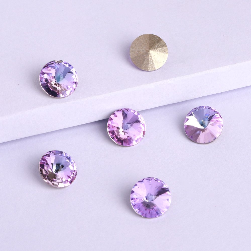 Wholesale Fancy Rhinestones Non Hotfix Rivoli Shape K9 Glass Crystal High Grade Zeta Phi Beta Shoes 1 Bag 8 Colors Glue on 10mm
