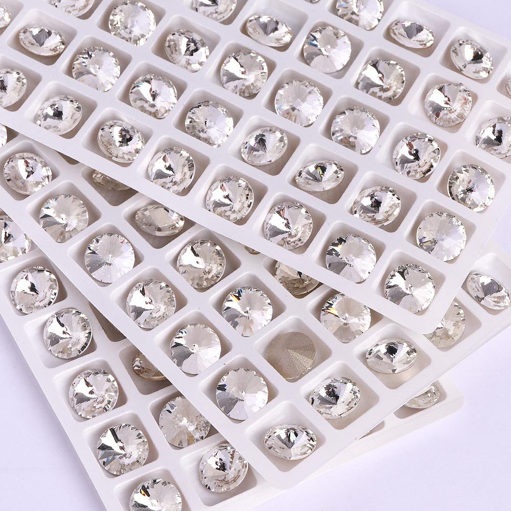 Wholesale Fancy Rhinestones Non Hotfix Rivoli Shape K9 Glass Crystal High Grade Zeta Phi Beta Shoes 1 Bag 8 Colors Glue on 10mm