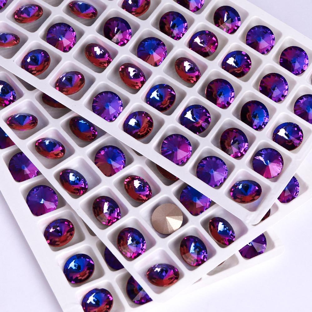 Wholesale Fancy Rhinestones Non Hotfix Rivoli Shape K9 Glass Crystal High Grade Zeta Phi Beta Shoes 1 Bag 8 Colors Glue on 10mm