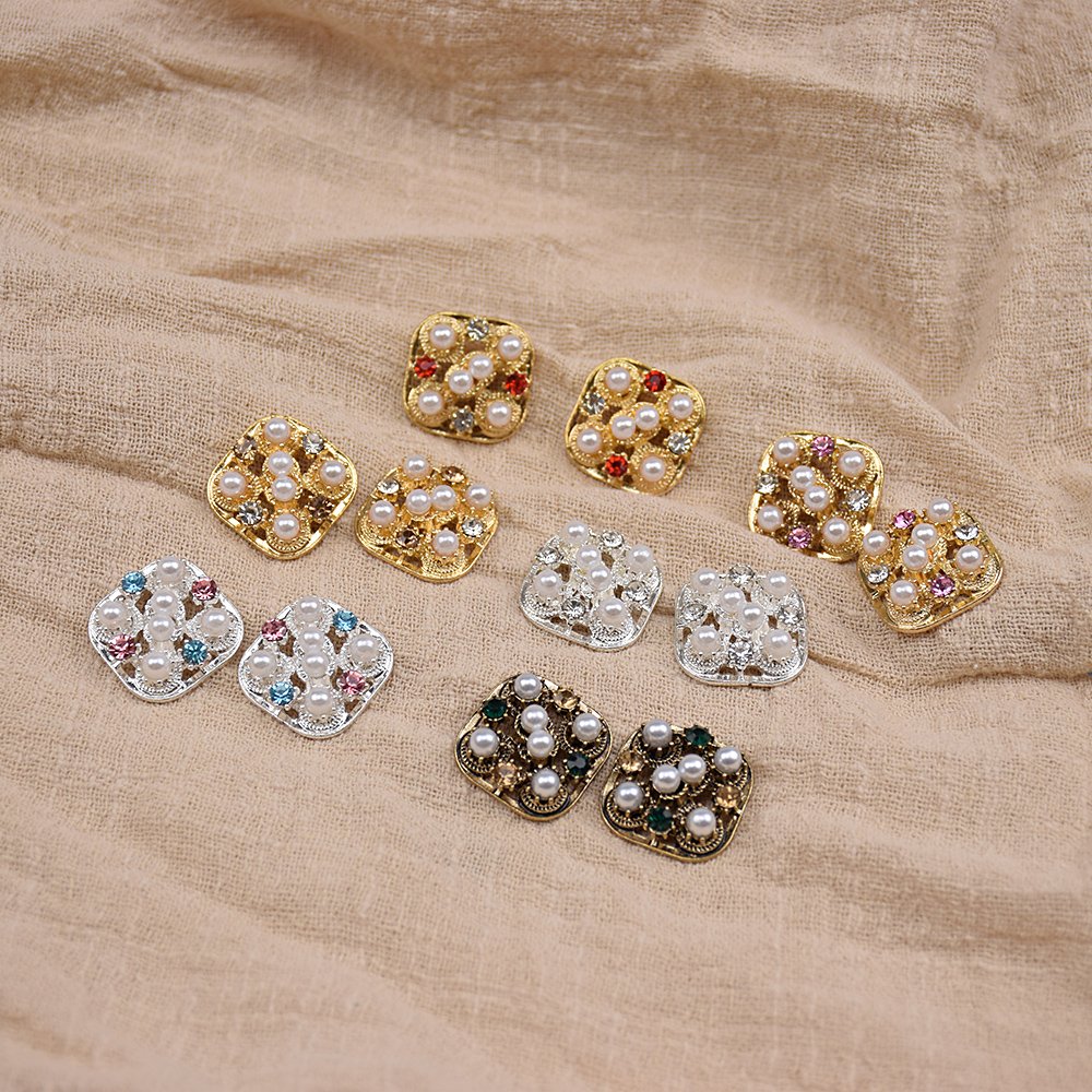 Bukwang fashion buttons rhinestone button decoration custom Square personalised clothing buttons