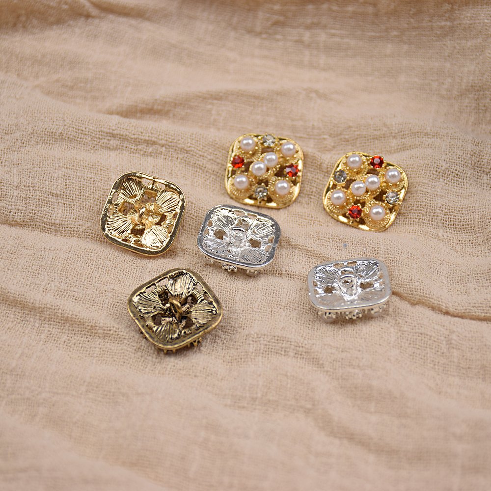 Bukwang fashion buttons rhinestone button decoration custom Square personalised clothing buttons