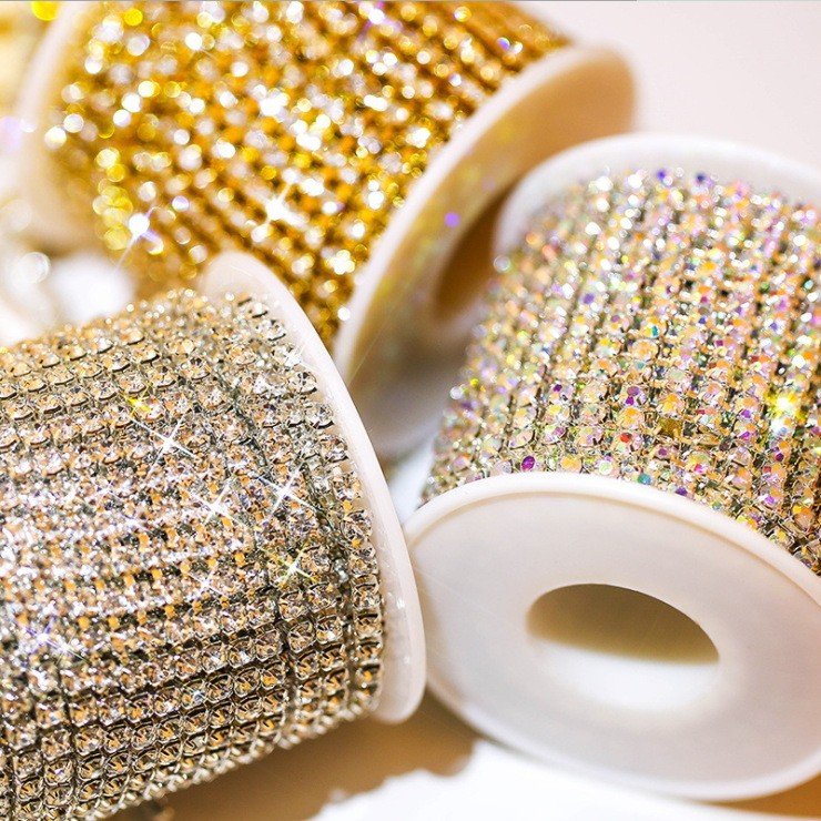 Manufacture Rhinestones Chain Sew On Trimming Rhinestone Cup Chain Strass Roll Sew On Rhinestone Close Cup Chain