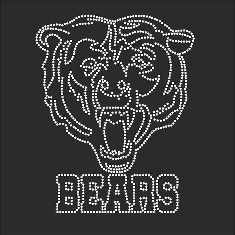 Custom bling hotfix iron on NFL sport team logo strass template design decal Chicago Bears rhinestone transfer for clothing