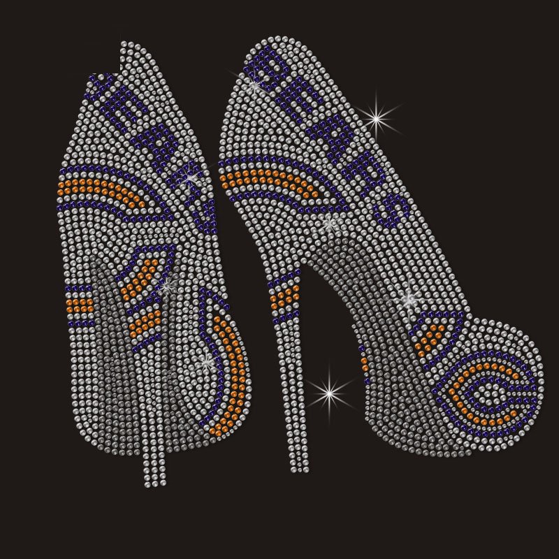 Custom bling hotfix iron on NFL sport team logo strass template design decal Chicago Bears rhinestone transfer for clothing