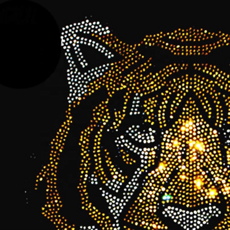 Tiger design hot fix rhinestone templates heat transfer motif