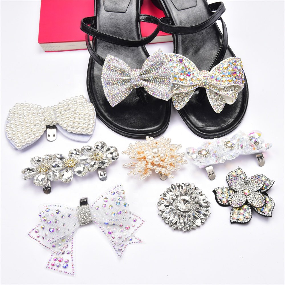 Pearl Bow Flower Lady Shoe Clips High Heel Charms Ornament Crystal Decorative Shoelace Rhinestone Buckle