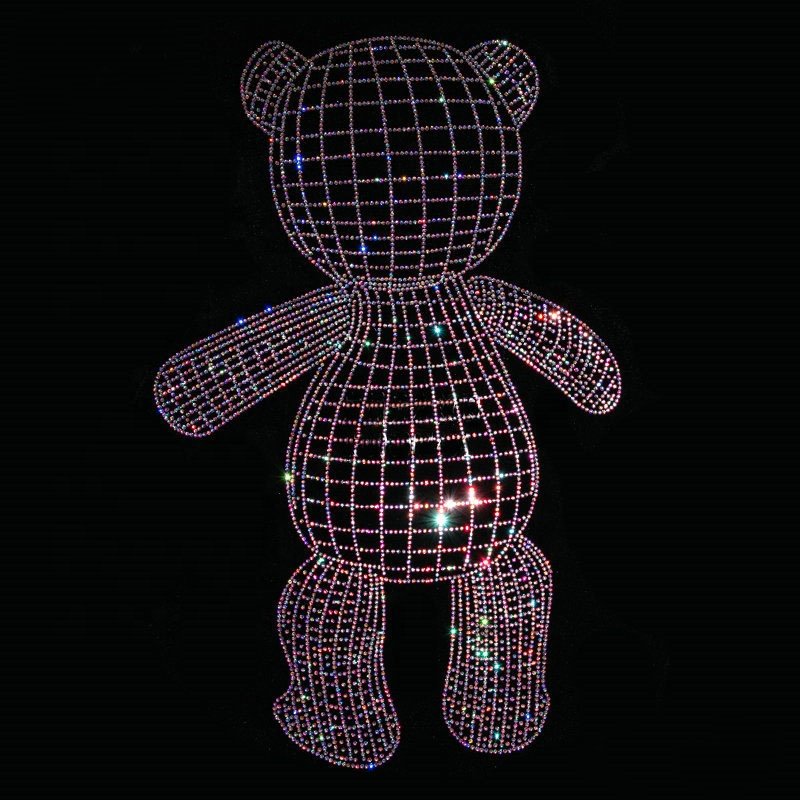 Designer Free Sample Hot Fix Bling Crystal Stone Heat Transfer Design Hotfix Rhinestone Motif Stock Design For Hoodie