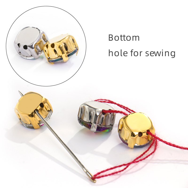 Xichuan Factory 8mm Rivoli Fancy Stone Crystal Buckle Glass Sew On Rhinestones With Gold Silver Claws Gemstone Clothing