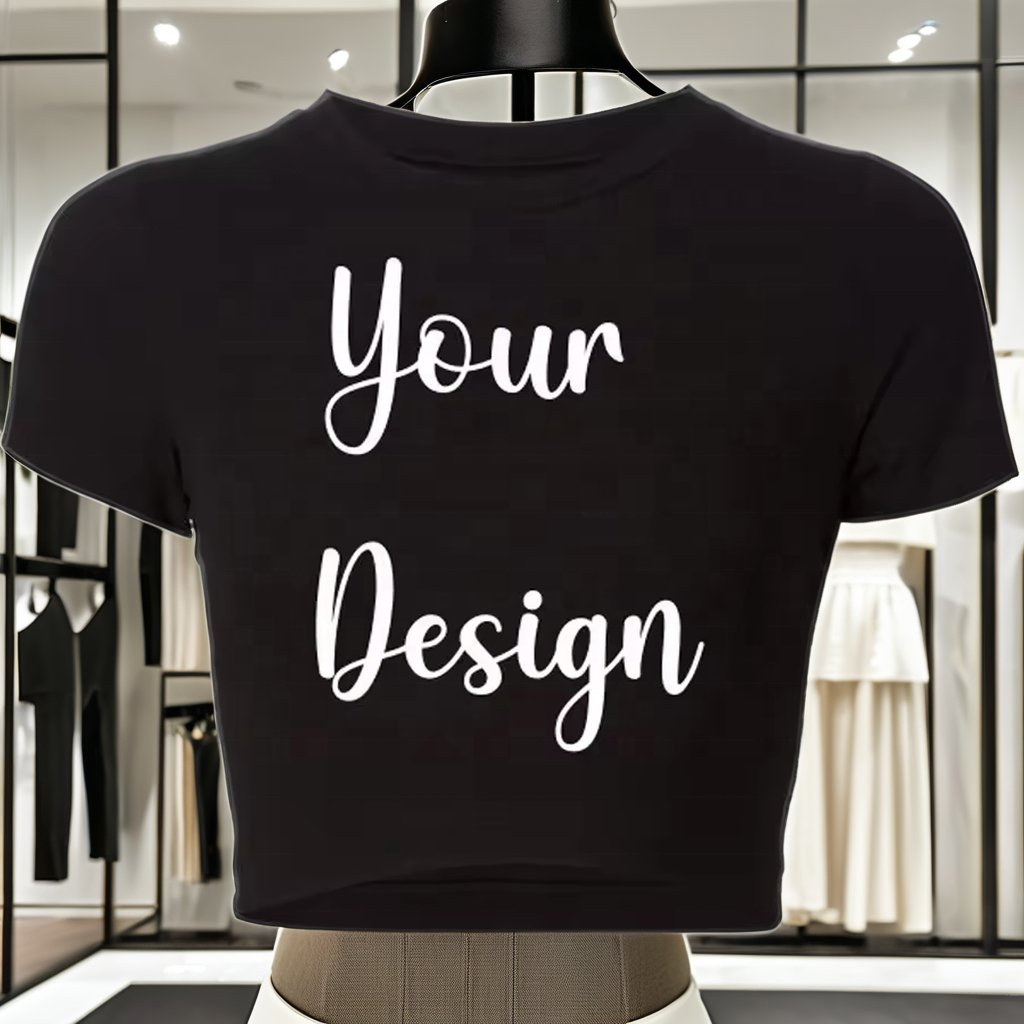 YZX Summer female Casual short sleeve plain crop top cotton women tees custom Baby Y2K t shirt with rhinestone