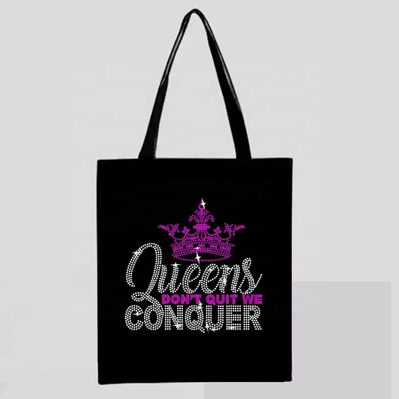 New 4 Colors Queens We Conquer Hotfix Rhinestones Transfer Iron on Motif Design Patches (only transfer)