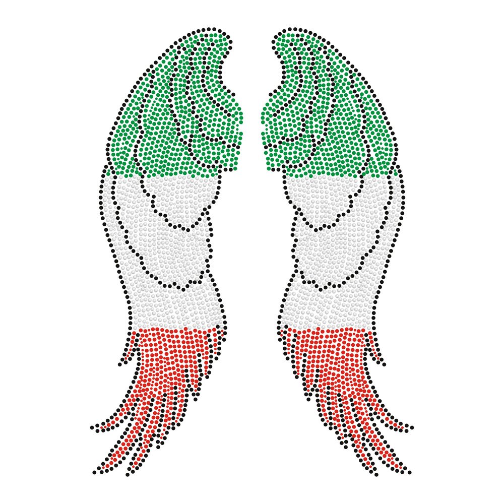Factory Price Wings Rhinestone HotFix Transfer Motifs Design For tshirt Bling Hot Fix Rhinestone Transfer Custom Designs