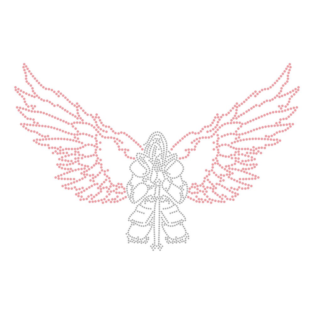 Factory Price Wings Rhinestone HotFix Transfer Motifs Design For tshirt Bling Hot Fix Rhinestone Transfer Custom Designs