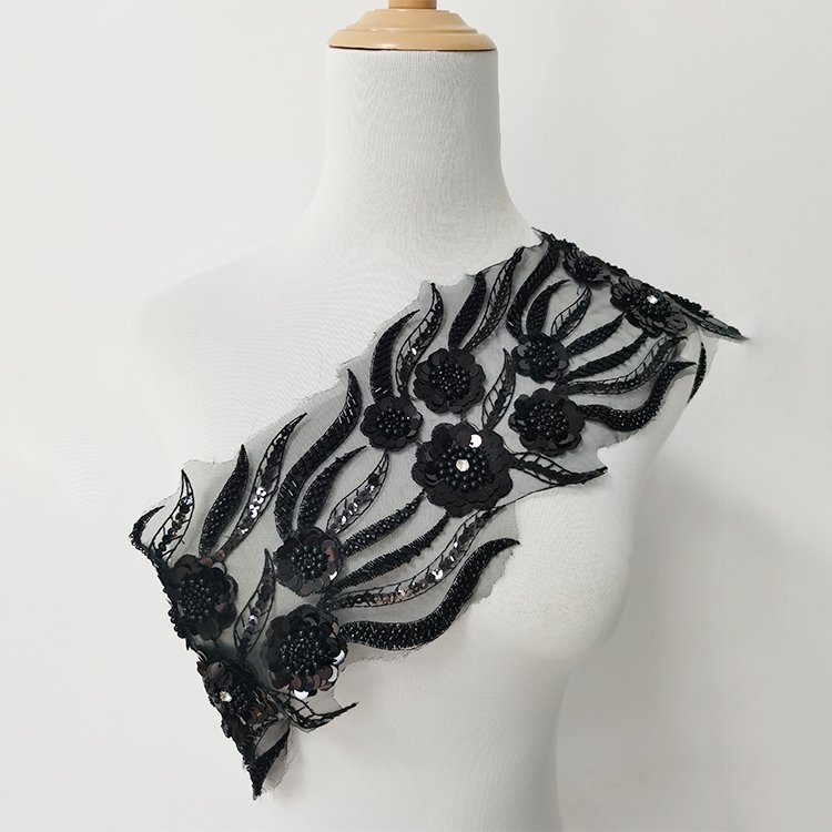 Fashion 3D Flower Trimming Embroidery Gold Lace Beaded Sequin Trim Rhinestone Trim by the Yard