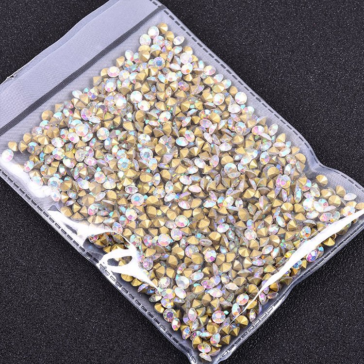 SS3-SS38 Pointed Foiled Back Crystal Rhinestones Glass Chaton Round Strass Non Hotfix Rhinestones For Garment Embellishment