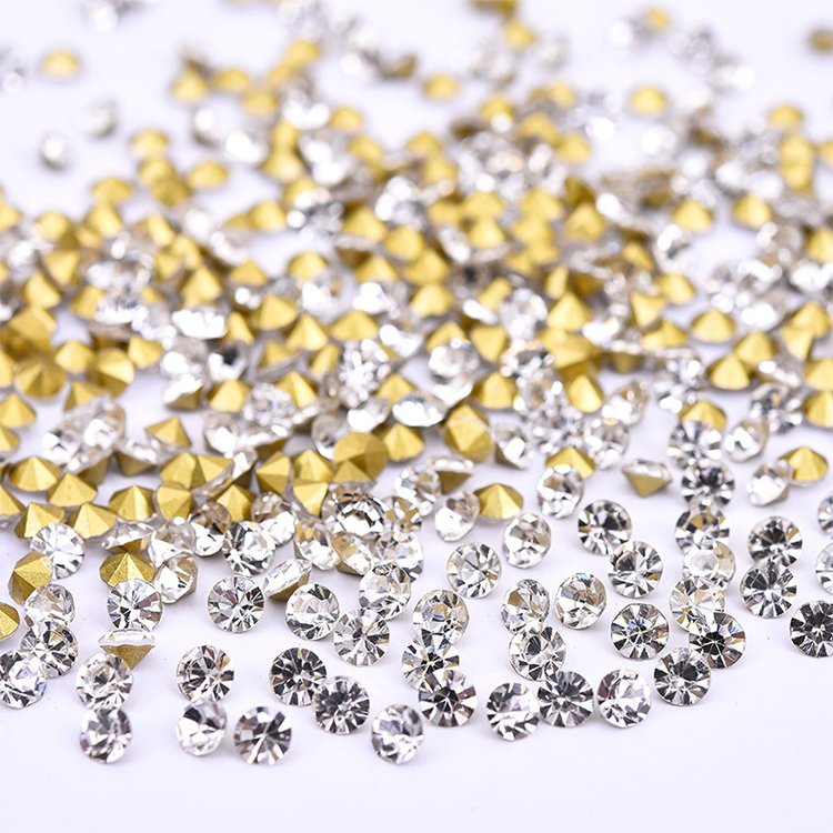 SS3-SS38 Pointed Foiled Back Crystal Rhinestones Glass Chaton Round Strass Non Hotfix Rhinestones For Garment Embellishment