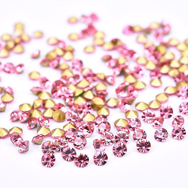 SS3-SS38 Pointed Foiled Back Crystal Rhinestones Glass Chaton Round Strass Non Hotfix Rhinestones For Garment Embellishment