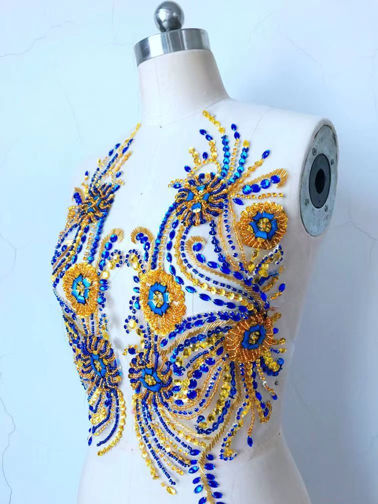 Beautiful Sewing On Mesh Dress Beaded Rhinestone Sew On Bling Applique