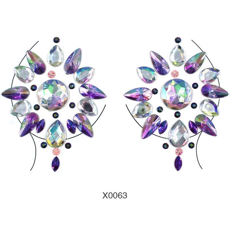 Rhinestone Boob Jewelry Sticker Breast Jewels Tattoo Crystal Chest Nipple Sticker Gem Stones Bindi Temporary Stickers