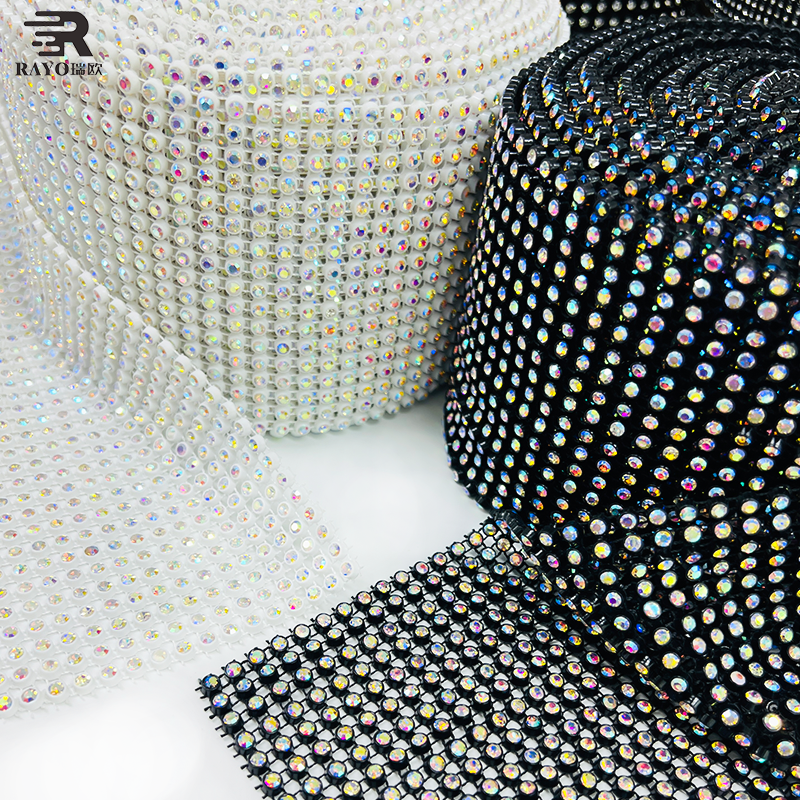 Jcbasic Non-Elastic Mesh Rhinestone Trimming Sew-On Garment Accessories for Wedding Dresses and Decorations
