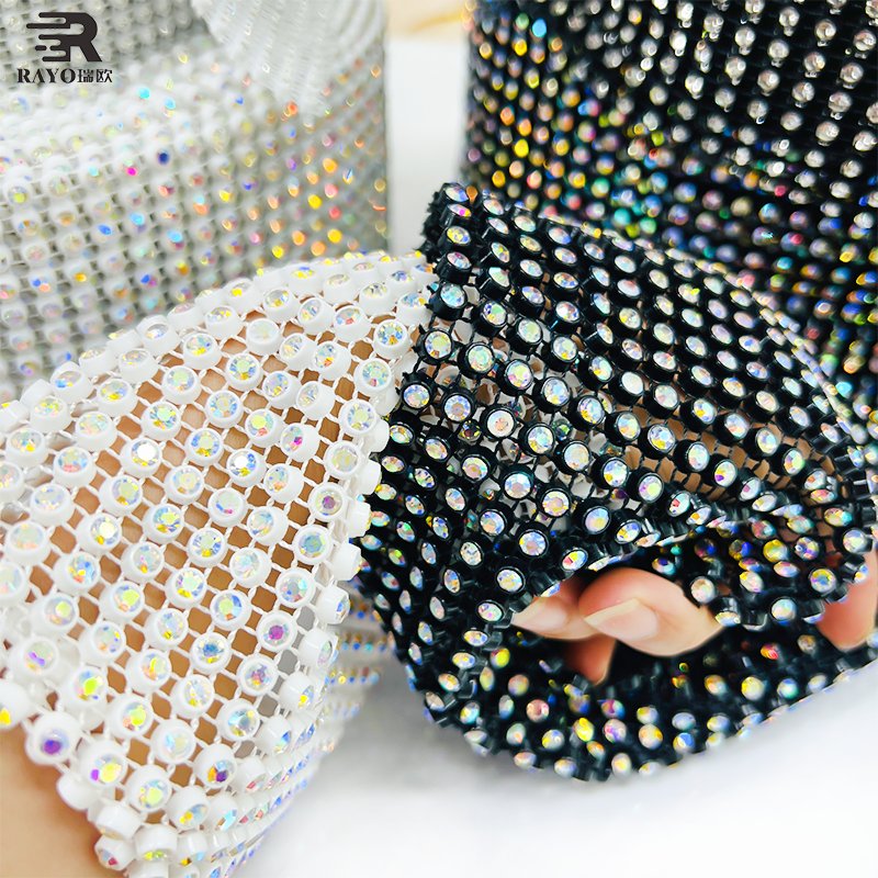 Jcbasic Non-Elastic Mesh Rhinestone Trimming Sew-On Garment Accessories for Wedding Dresses and Decorations