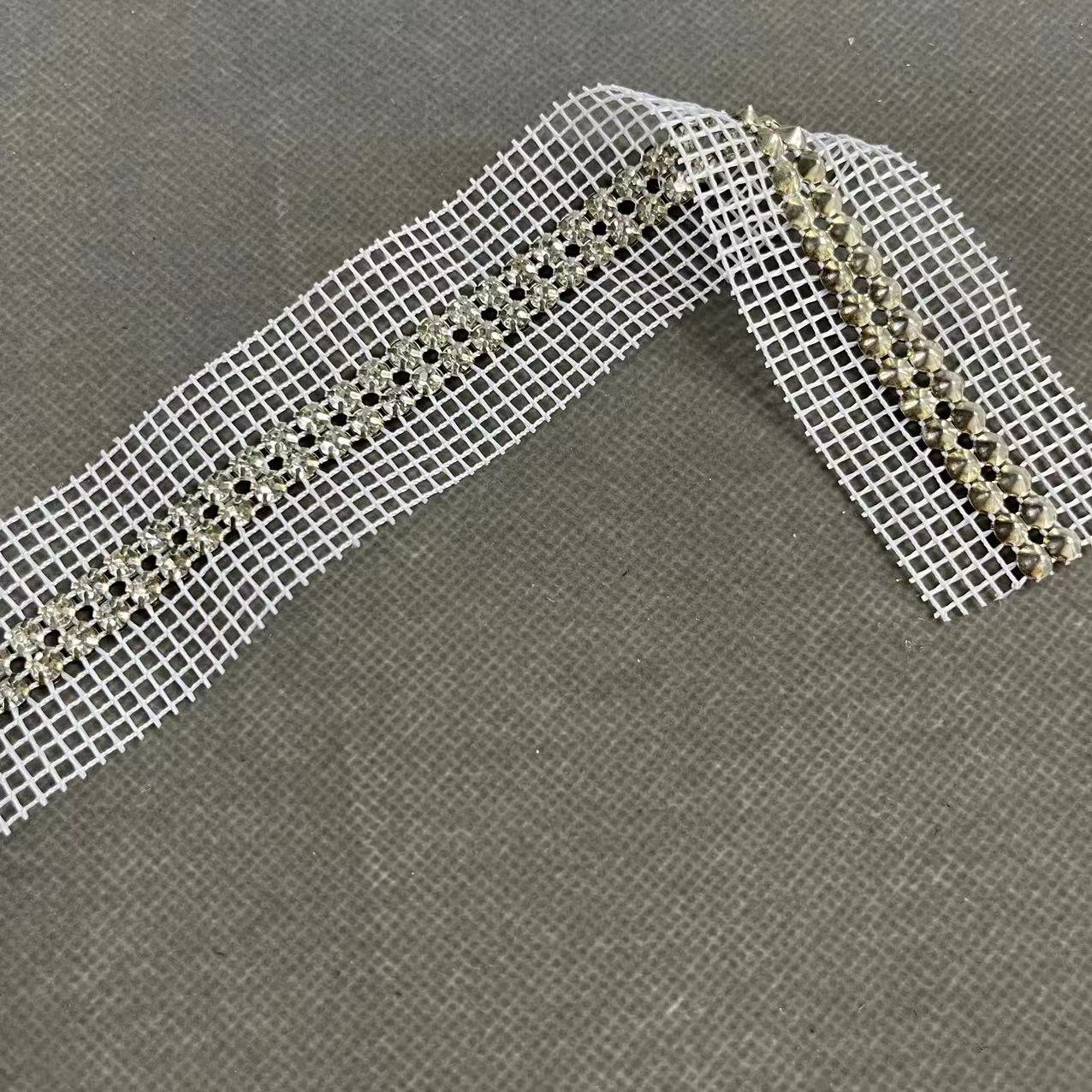 ZSY WholesaleFlat back stitching DIY drill chain three rows on both sides of the mesh drill 5mm mesh drill strip Rhinestone Trim
