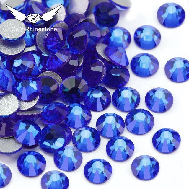 CY SS3-SS6 Multicolor High Quality Nail Art Golden Bottom Crystal Glass Stone Flatback Round Non hotfix Rhinestone