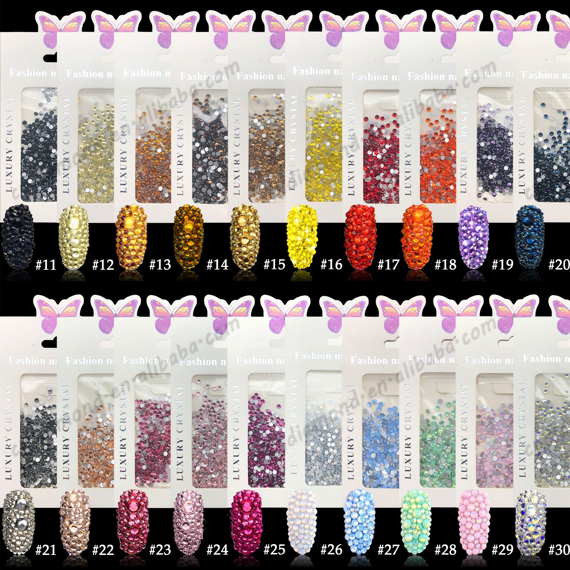 CY SS3-SS6 Multicolor High Quality Nail Art Golden Bottom Crystal Glass Stone Flatback Round Non hotfix Rhinestone